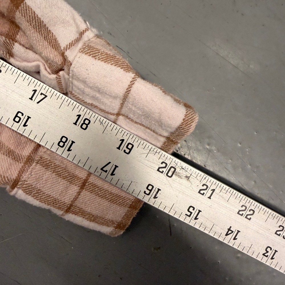 SO Goods For Life Tan White‎ Plaid Flannel Button Down Shirt Womens Small S - Picture 7 of 10